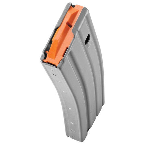 DURAMAG AR-15 - 556 NATO - 10/30 ROUND MAGAZINE - ALUMINUM - GRAY - W/ORANGE FOLLOWER DURAMAG AR-15 - 556 NATO - 10/30 ROUND MAGAZINE - ALUMINUM - GRAY - W/ORANGE FOLLOWER