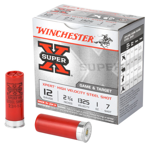 WINCHESTER SUPER-X STEEL HV - 12 GA - 2.75" - #7 - 1 OZ - 25 RDS/BOX
