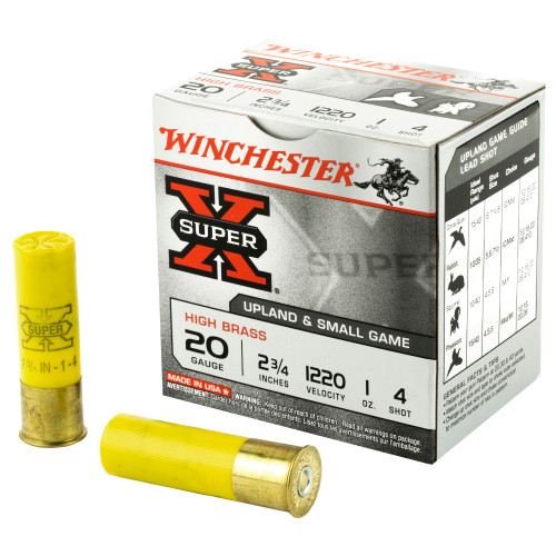 WINCHESTER SUPER-X - 20 GA - 2.75" - #4 - 1 OZ - 25 RDS/BOX