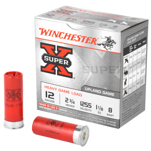WINCHESTER SUPER-X GAME - 12 GA - 2.75" - #8 - 1 1/8 OZ - 25 RDS/BOX WINCHESTER SUPER-X GAME - 12 GA - 2.75" - #8 - 1 1/8 OZ - 25 RDS/BOX