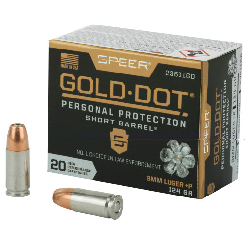 SPEER  - 9MM - 124 GR - GOLD DOT HOLLOW POINT - 20 RDS/BOX - RPLCCI23611GD
