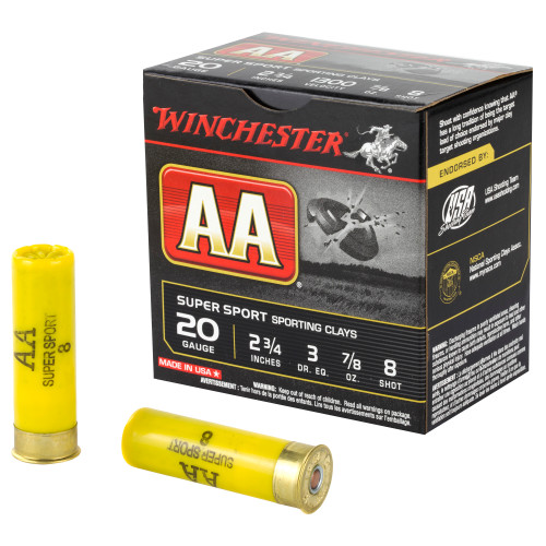 WINCHESTER AA SS SC - 20 GA - 2.75" - #8 - 7/8 OZ - 25 RDS/BOX