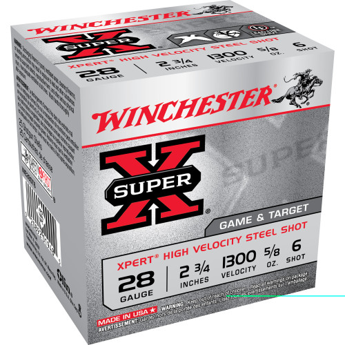 WINCHESTER SUPER-X STEEL HV - 28 GA - 2.75" - #6 - 5/8 OZ - 25 RDS/BOX