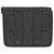 Close-up of detachable cover and belt loop attachment on black pistol mag pouch