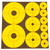 Close-up of Pro-Shot Orange Peel adhesive target dots showing bright orange reactive design