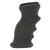 Close-up of contoured finger grooves and thumb rest on black foregrip
