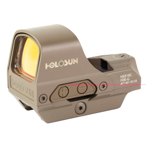 Holosun - 65 MOA/2 MOA - Green - Reflex Sight - Solar-Powered with Battery Backup - FDE
