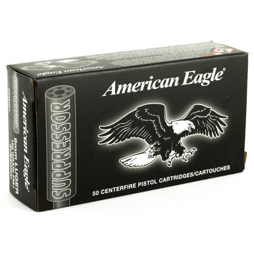 Federal American Eagle Suppressor - 9mm - 124gr - FMJ - 50 Rds/box