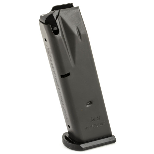 MEC-GAR BERETTA 92 MAGAZINE - 9MM - 10 ROUND CAPACITY - 15 ROUND BODY - MCGPB9215P - STEEL - BLACK
