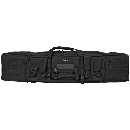 GPS Double Rifle Case 55 Inch Black with padded divider and pistol pockets