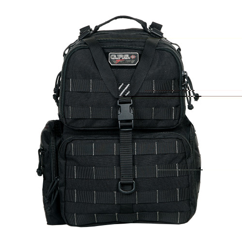 GPS Tactical Range Backpack in black with MOLLE webbing system