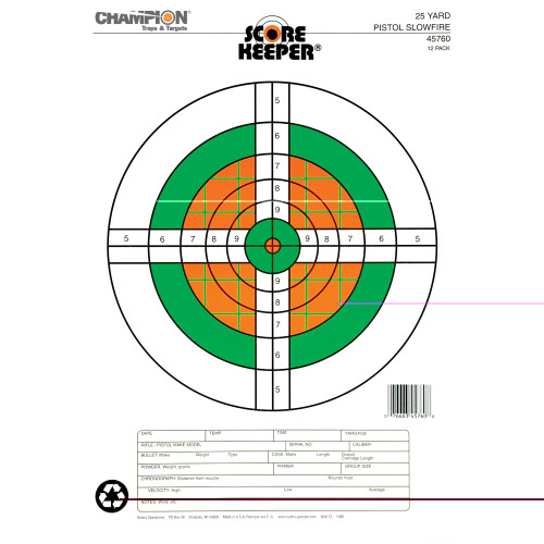 Champion Traps and Targets 25-yard fluorescent pistol shooting target