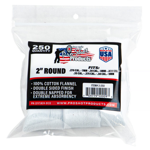 Pro-Shot Products Cleaning Patches 270 to 38 Cal 250 Pack