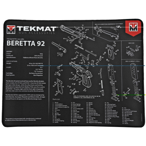 TekMat Ultra 20 Beretta 92 gun cleaning mat laid flat