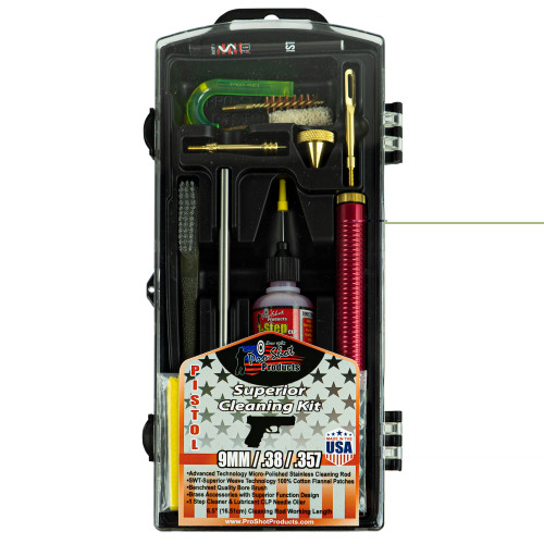 PRO-SHOT PRODUCTS - CLASSIC PISTOL CLEANING KIT - .38/9MM/.357 CAL
