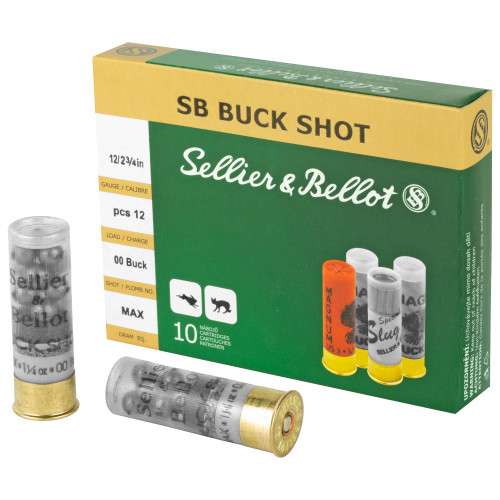 SELLIER & BELLOT - 12 GA - 2.75" - #00 BUCK - 12 PEL - 10 RDS/BOX