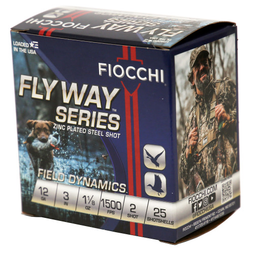 FIOCCHI FLYWAY STEEL - 12 GA - 3" - #2 - 1-1/8 OZ - 25 RDS/BOX