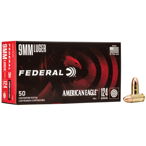 FEDERAL AM EAGLE - 9MM - 124 GR - FMJ - 50 RDS/BOX
