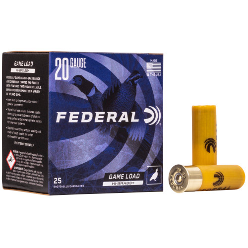 FEDERAL GAME LOAD - 20 GA - 2.75" - #6 - 1 OZ - 25 RDS/BOX