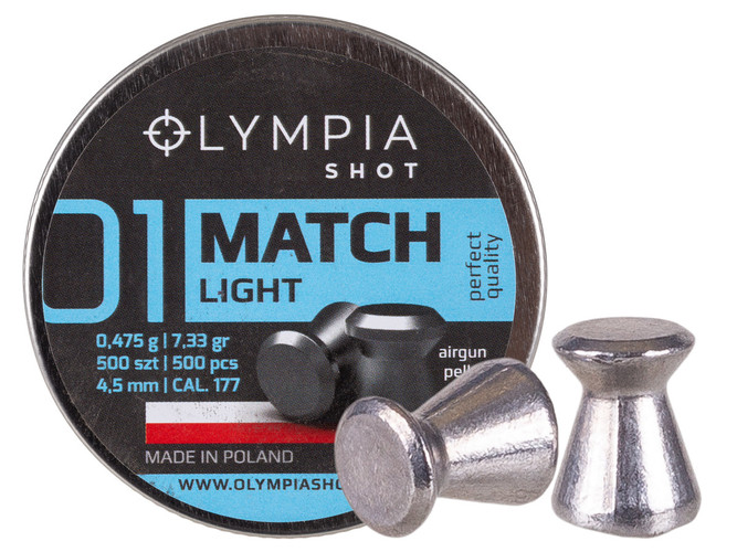 OLYMPIA SHOT MATCH LIGHT - .177 CAL - WADCUTTER - 7.33 GR - 500/tin