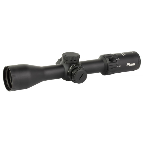 Sig Sauer Whiskey4 3-12x44mm Rifle Scope, Hellfire Quadplex Illuminated Reticle, SFP, Black, Model SOW43004