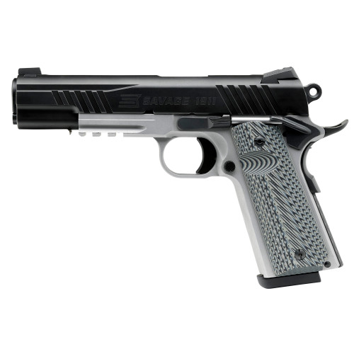 Sav 1911 45acp 5" 8rd Blk/sts W/rail