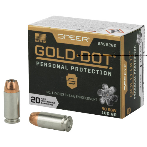 SPEER AMMUNITION - 40 S&W - 180 GR - GOLD DOT HOLLOW POINT - 20 RDS/BOX - RPLCCI23962GD