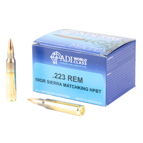 ADI WORLD CLASS AMMUNITION 223 REM - 69 GR - SIERRA BTHP - 20 RDS/BOX