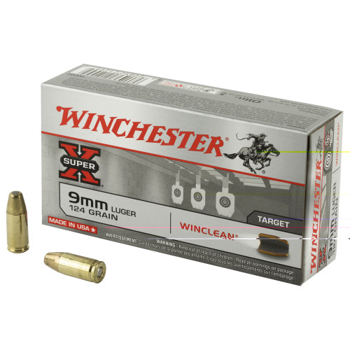 WINCHESTER - 9MM - 124 GR - BRASS ENCLOSED BASE - 50 RDS/BOX