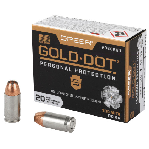 SPEER  - 380 ACP - 90 GR - GOLD DOT HOLLOW POINT - 20 RDS/BOX