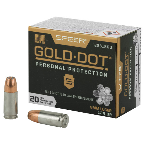 SPEER  - 9MM - 124 GR - GOLD DOT HOLLOW POINT - 20 RDS/BOX