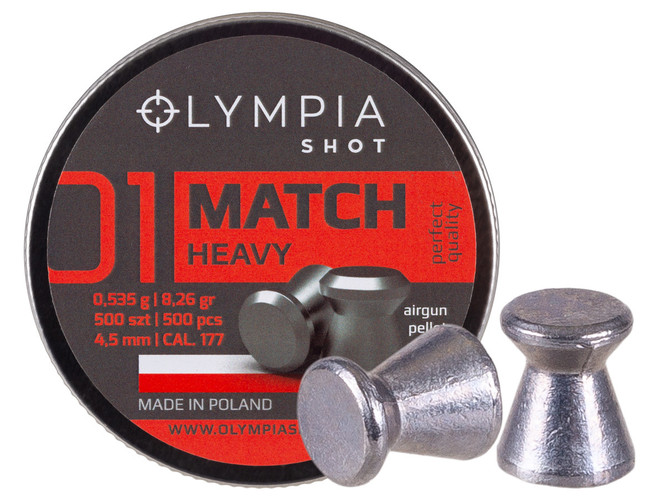 OLYMPIA SHOT MATCH HEAVY - .177 CAL - WADCUTTER - 8.26 GR - 500/tin