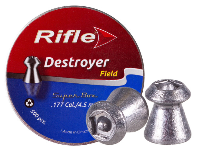 RIFLE SPORT & FIELD DESTROYER - .177 CAL - HOLLOW-POINT PELLET - 8.18 GR - 500/tin