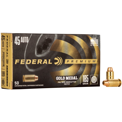 FEDERAL GOLD MEDAL - 45 ACP - 185 GR - FMJ - 50 RDS/BOX