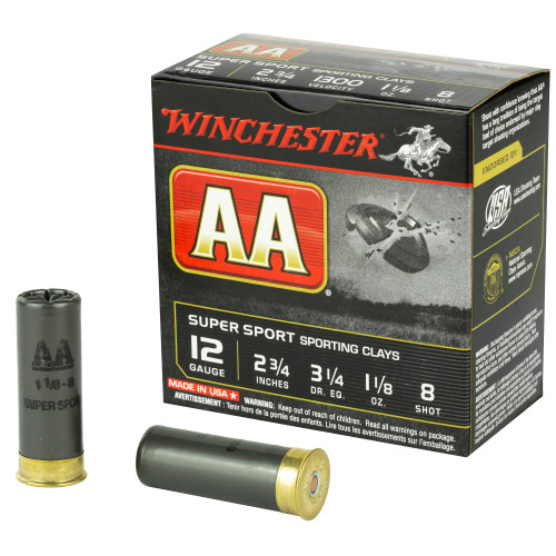 WINCHESTER AA SS SC - 12 GA - 2.75" - #8 - 1 1/8 OZ - 25 RDS/BOX