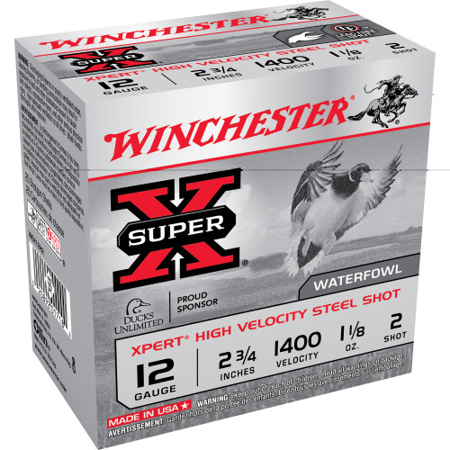 WINCHESTER SUPER-X STEEL HV - 12 GA - 2.75" - #2 - 1 1/8 OZ - 25 RDS/BOX