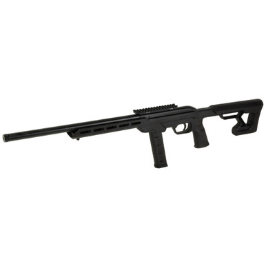 Savage 64 Precision 22LR showing threaded barrel and AR-style pistol grip detail