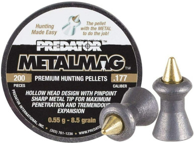 Predator MetalMag .177 Cal Metal Tip Pellets 200 tin front view