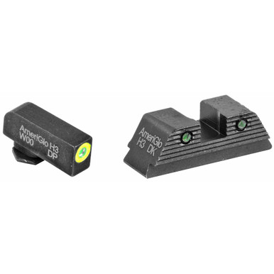 AmeriGlo Trooper Night Sights for Glock Gen5 17/19 – alternate view showing LumiGreen outline detail