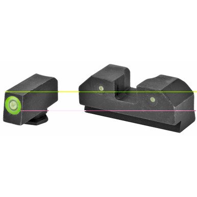 XS Sights R3D Night Sights Glock Large Frame Green Front — product front view