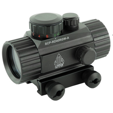 UTG 38mm Red Green Dot Sight with Picatinny Mount - front angle view