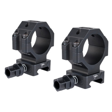 Trijicon Q-LOC 30mm High Scope Rings mounted view showing knob design and rail interface