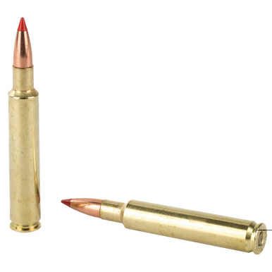 Nosler 280 AI 140 Grain Ballistic Tip cartridge close-up showing polymer tip and boat tail