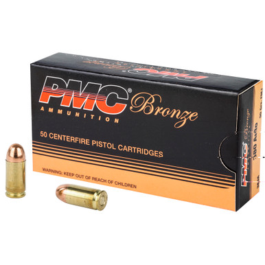 PMC Bronze 380 ACP 90 Grain FMJ 50 Round Box - Front View