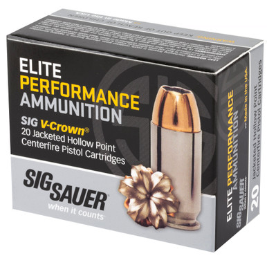 SIG SAUER V-Crown 45 ACP hollow point bullet cartridge detail