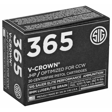 SIG Sauer V-Crown 9mm JHP hollow point bullet close-up