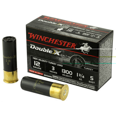 Winchester Double X 12 Gauge 3-inch #5 shotshell box, front view