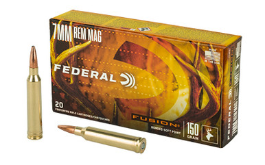 Federal Fusion 7mm Remington Magnum 150gr ammunition box front view
