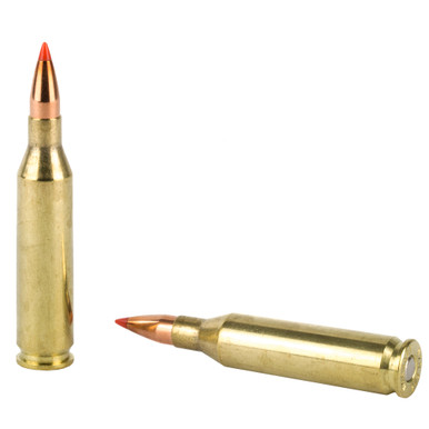 Hornady 243 Win V-MAX cartridge closeup showing polymer tip and brass casing
