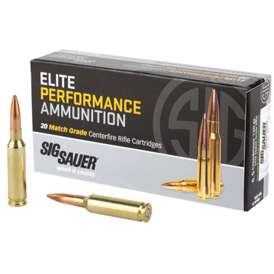 SIG Sauer Elite Match Grade 6.5 Creedmoor 140gr OTM ammunition box front view